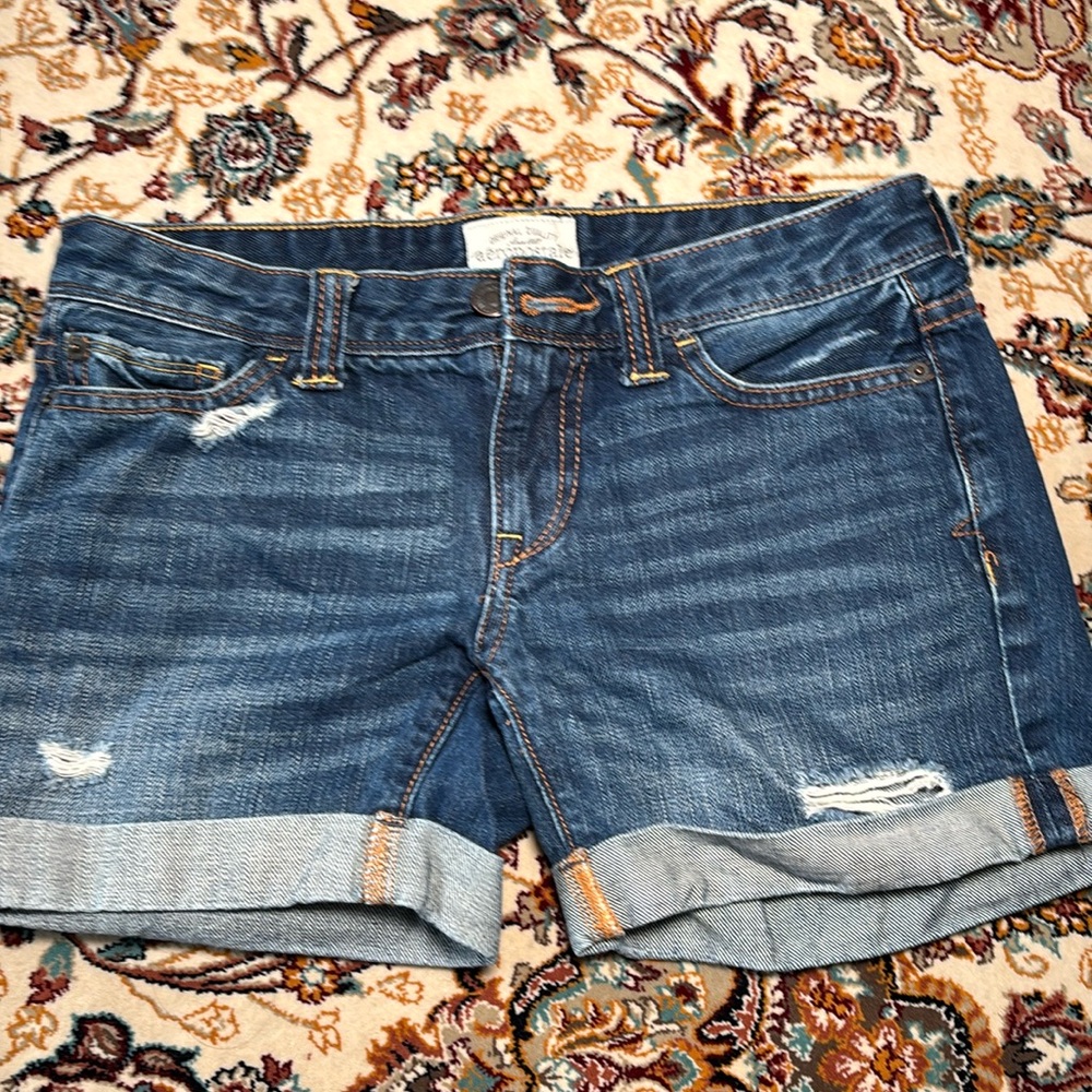 Aeropostale cuffed Woman shorts cut off Blue 0 Regular size Denim